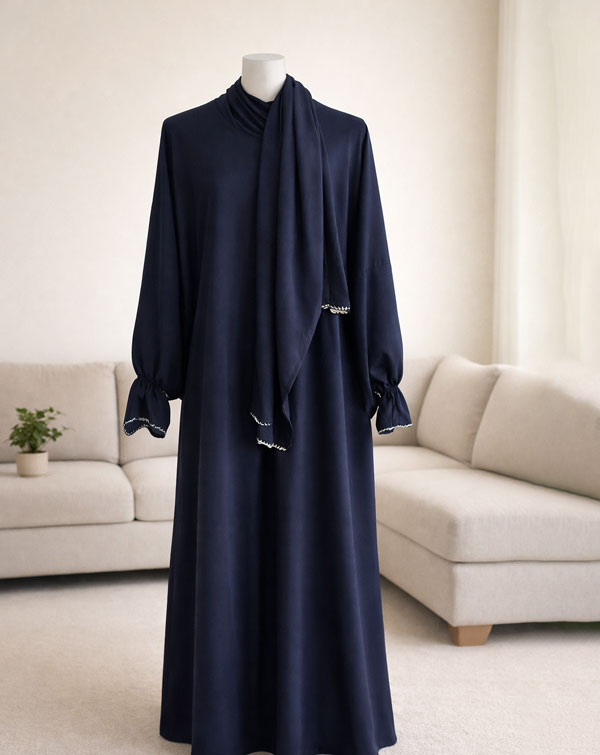 Elegant Navy Blue Cotton Isdal - Crochet