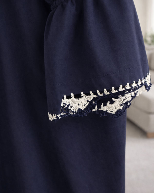 Elegant Navy Blue Cotton Isdal - Crochet - Image 4